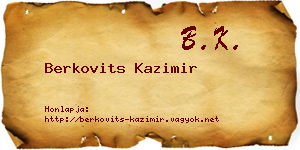 Berkovits Kazimir névjegykártya